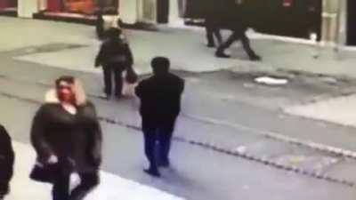 The moment of the explosion of the box with a bomb in istanbul/ istiklal street (part1)