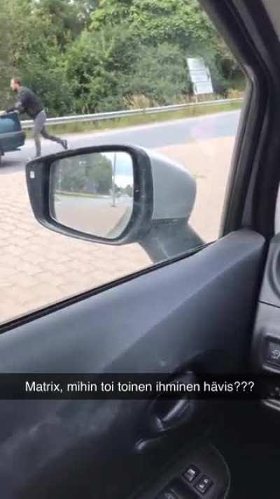 Filmed 2017 in Helsinki, Finland using snapchat, my own video, explain to me where second guy disappears ?