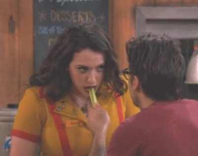 Max tries a piece of celery