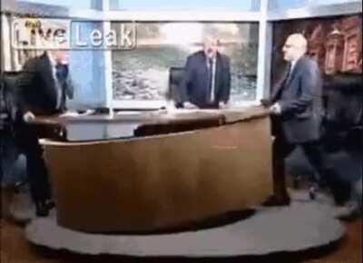 Old idiots show a table who's boss