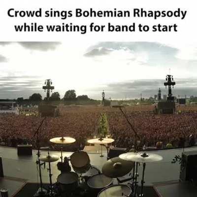 Crowd sings for band before concert