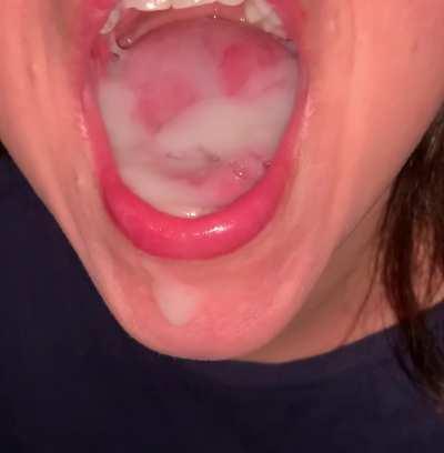 Beyond impressive. Such a massive thick load. My mouth was so full. It was A LOT to swallow, thanks hubby. Good Lord! 