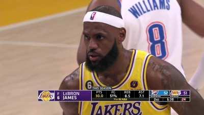 [Highlight] LeBron bullies his way to the rim and gets the foul for point 19 & 20