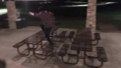 My friend tried doing a cool trick