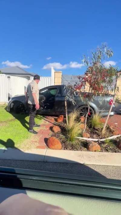 Crazy Guy Slams Into House In Duncraig