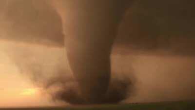 Spectacular golden hour tornado in Kansas