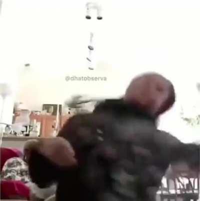 Girl gets accidentally SHOCKED by taser while grandma keeps sipping on tea. Carry On.