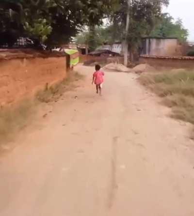 Village kids see a drone for the first time