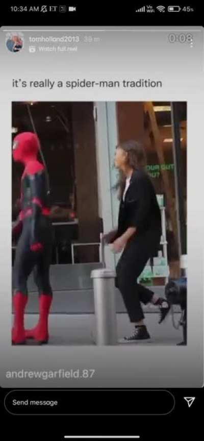 Tom Holland's recent ig story.