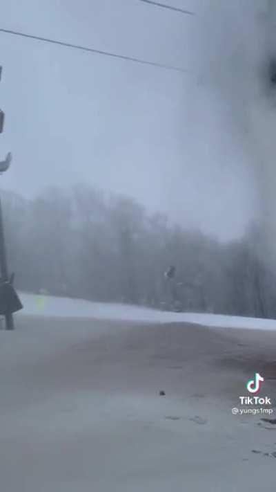 Pipe bursts at Beech Mountain, NC directly on skiers stuck on lift!