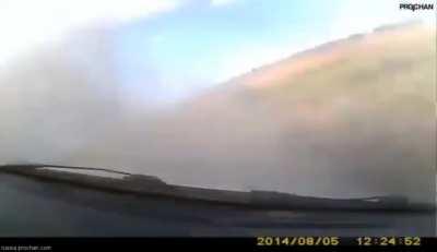 Dashcam captures POV of rolling over 3 times