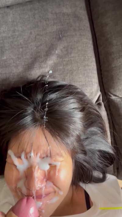 She lays back and gets a massive facial!