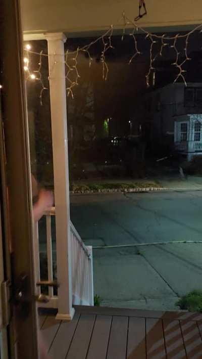 Flashing the college house across the street! They seemed to enjoy it😜