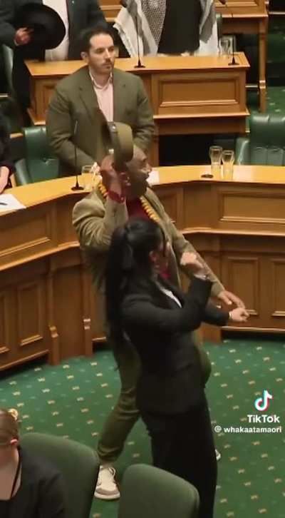 Aggro dance party breaks out during session of New Zealand Parliament.