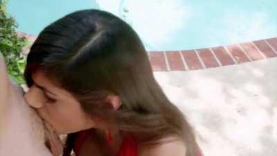 Determined to get it all the way down her throat