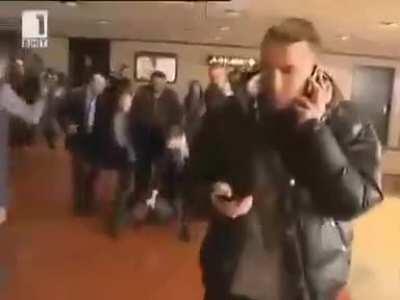 Assassination attempt leads to beat down.