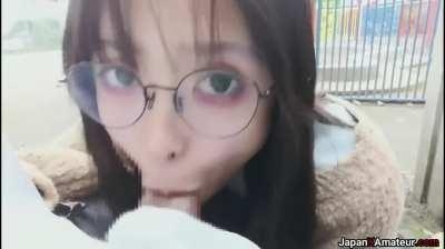Perfect Japanese public blowjob...