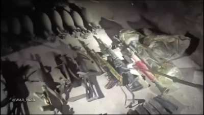 Turkish Forces discovered a cache of weapons belonging to Pkk in a cave in northern Iraq. Russian ATGM's visible.