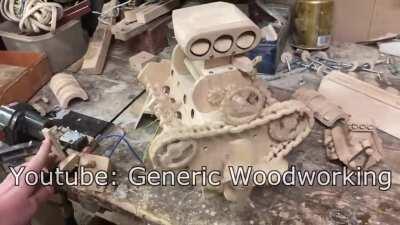 Designed and built this model engine at 18 years of age (13 years of woodworking experience)