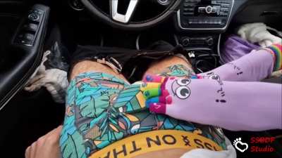 How would you like my 19 year old Asian hands and feet to jerk you off by handjob, sockjob and footjob in your car? 