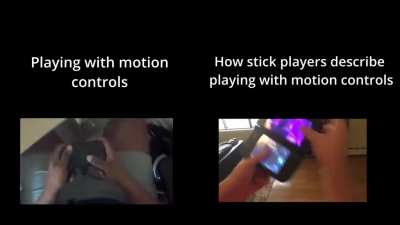 Seriously, playing with motion should simply be your usual, comfortable controller grip with added movements from your wrists. WHAT ARE SOME OF YOU DOING???