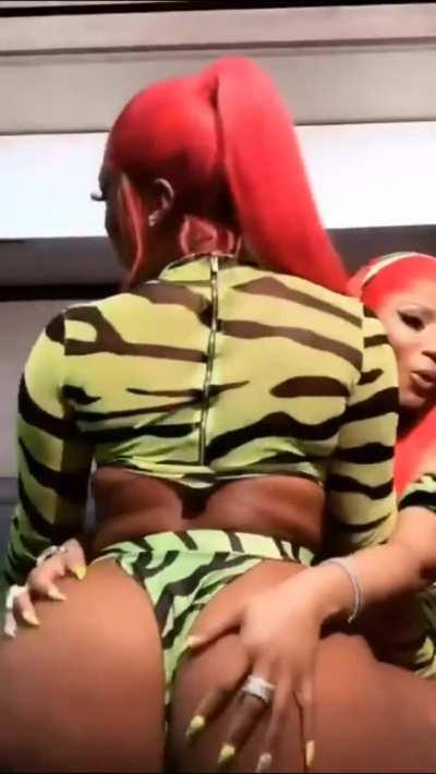 Megan Thee Stallion and Nicki Minaj having fun