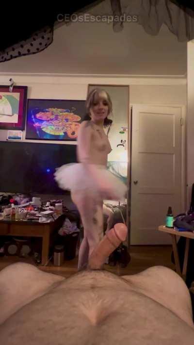 Tutu girl slides it in and then I cum 