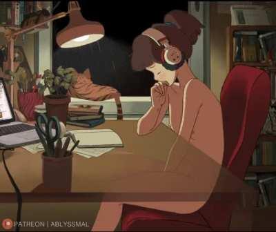 lofi girl enjoying a break