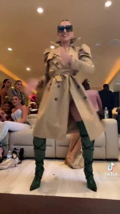 one might say she has a bodysuit I on the other hand am sure I saw a landing strip.