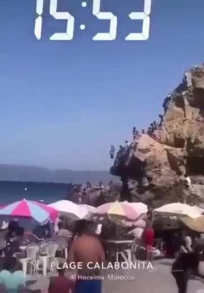 Failed cliff dive attempt
