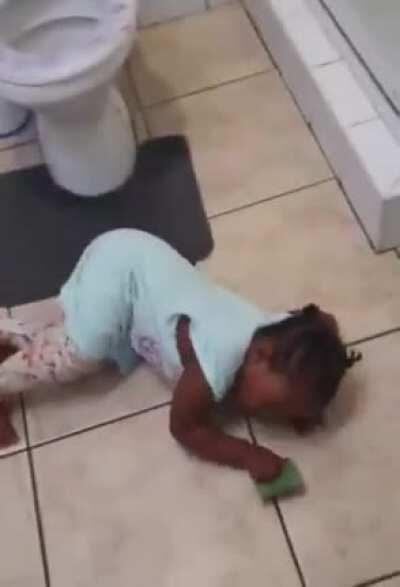 Kid plays dead after being caught