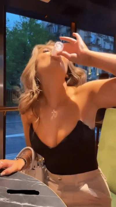 One shot before she takes multiple different shots