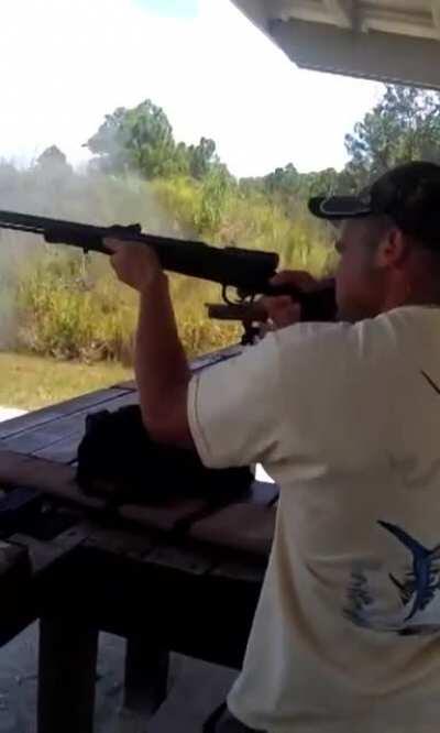 Shooting a gun over black powder