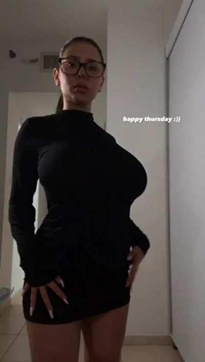 Even with bad lighting she can’t hide her massive tits