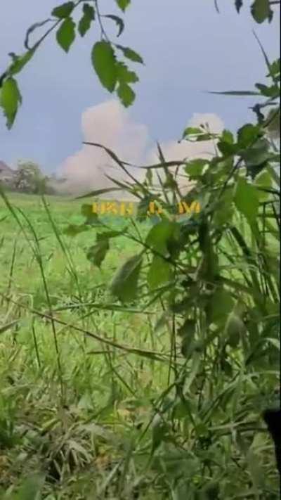 Ukrainian defenders film shelling of Ukranian tanks, Donbas region, date unknown.