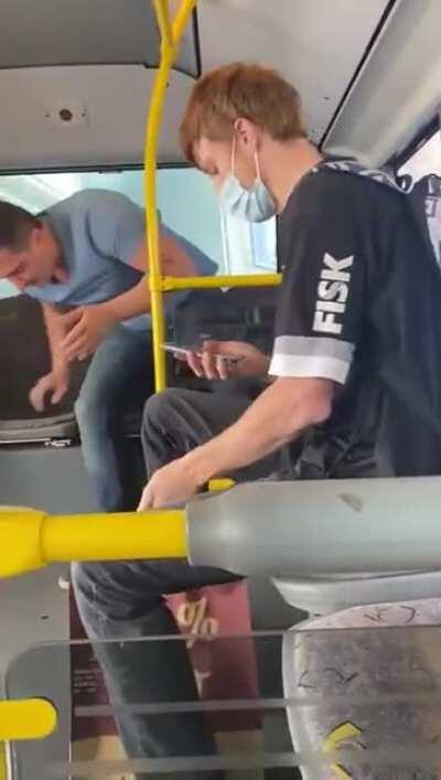 anti mask dude gets what he deserved after attacking the guy who told him to wear a mask because its mandatory [Swiss]