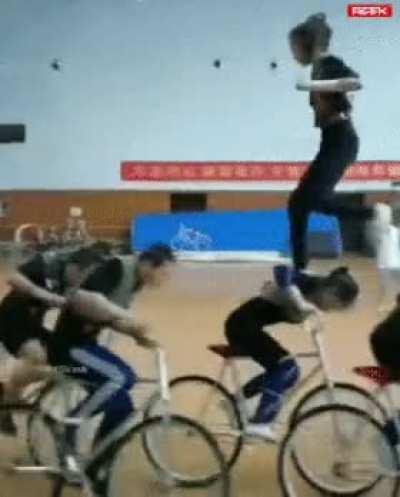 young woman running on bicyclists