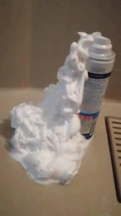My (almost new) can of shaving cream just won't stop. Tried pulling the tab up, but nothing worked.