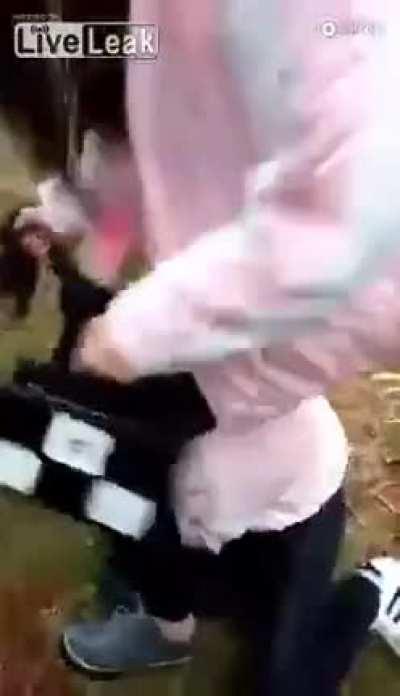 Girls humiliate and bully smaller girl. [Trigger/PTSD warning]