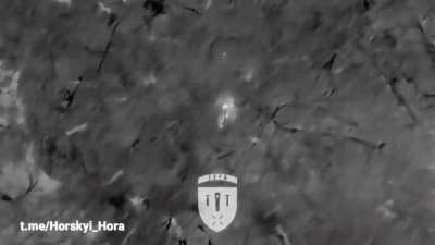 Drone operator using thermal camera hunts Russians in a snowy forrest, hitting multiple with accurate drone dropped grenade strikes. Video by Horskyi Hora.
