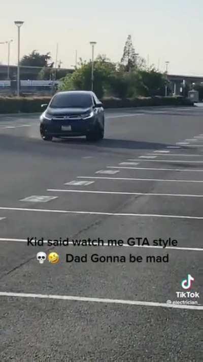 Kid joyrides his dad’s car “GTA style”