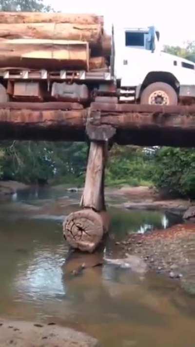 Crossing a bridge with wooden supports