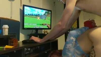 Sexy GF gets tied up and bent over while I play Minecraft