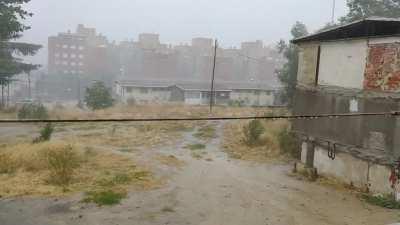 Storm in Madrid after a week of heat wave
