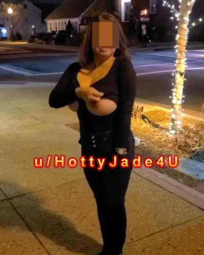 My bar and sidewalk flashing Asian boobies