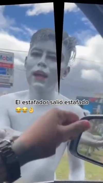 Mime cleans doctor's windshield and the doctor prescribes him some of his own medicine