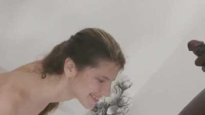 Gina Gerson Gets A Shower While Being DPed. Then Does A Piss Geyser