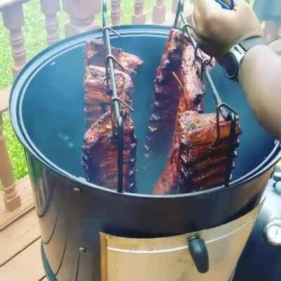 These are the ribs I smoked on Father's Day on my Weber Smokey Mountain 