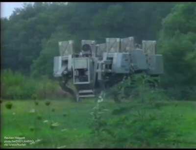 Adaptive Suspension Vehicle: a truck-sized, six-legged hydraulic robot funded by DARPA in 1980s