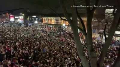 Fans of Alabama Crimson Tide packed the streets around the University of Alabama to celebrate their team winning the national championship, ignoring pleas by the local police force not to do so - Reuters